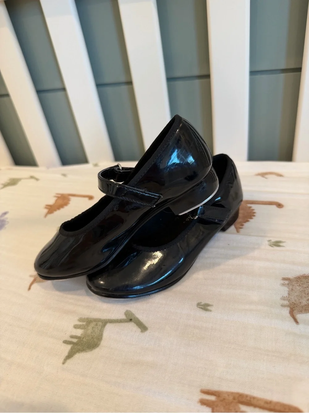 2 Pairs Black Patent Tap Shoes, Capezio- 8.5T